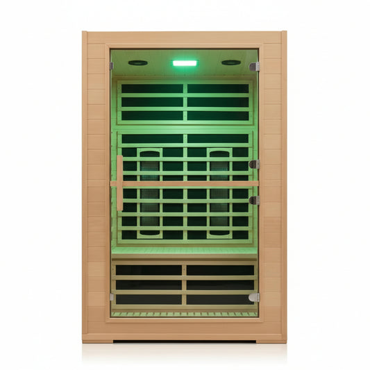 2 Person Far Infrared Sauna with Smart APP Control, 2000W Low EMF Wooden Infrared Sauna Room for Home, 8 Carbon Mica Heating Panels Wellness Sauna, Canadian Hemlock Indoor Spa for Home Relaxation