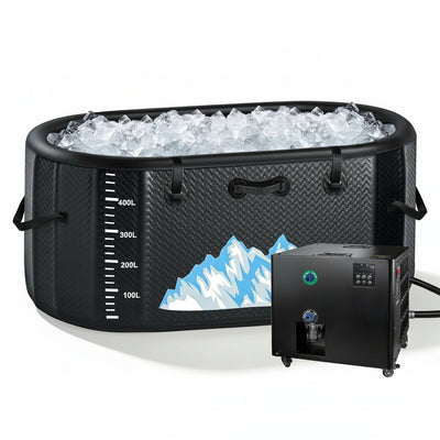 Cold Plunge Tub, 248 Gallon, 1 Horsepower, Heavy-Duty Ice Bath Tub for Athletes with Hot & Cold, Portable Inflatable Plunge Chiller with Water Treatment Kit, Immersion Therapy, Wifi (Black, 1 Set)