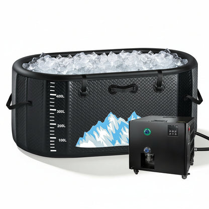 Cold Plunge Tub, 248 Gallon, 1 Horsepower, Heavy-Duty Ice Bath Tub for Athletes with Hot & Cold, Portable Inflatable Plunge Chiller with Water Treatment Kit, Immersion Therapy, Wifi (Black, 1 Set)