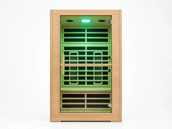 2 Person Far Infrared Sauna with Smart APP Control, 2000W Low EMF Wooden Infrared Sauna Room for Home, 8 Carbon Mica Heating Panels Wellness Sauna, Canadian Hemlock Indoor Spa for Home Relaxation