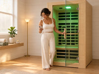2 Person Far Infrared Sauna with Smart APP Control, 2000W Low EMF Wooden Infrared Sauna Room for Home, 8 Carbon Mica Heating Panels Wellness Sauna, Canadian Hemlock Indoor Spa for Home Relaxation — Lifestyle