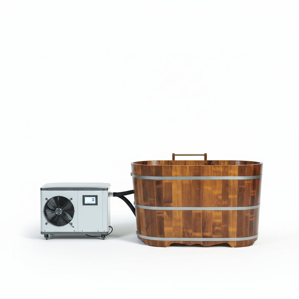 WOODBRIDGE 54" Indoor Cold Plunge Tub W/ 1.3 HP White Chiller – Rapid Cooling & Heating, Ozone Sanitation, Filter Circulation System, Wifi-Enabled & Remote Control via APP, Insulated Tub Cover